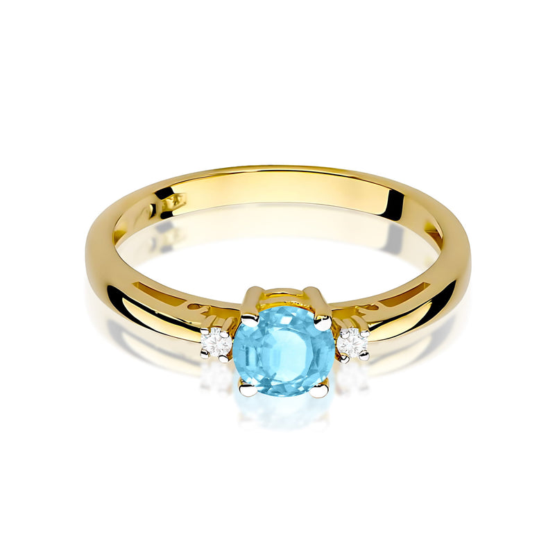 Inel Aur 9K cu Topaz Swiss 0.50 ct si Diamante Naturale 0.03 ct, imaginea 2 din 8