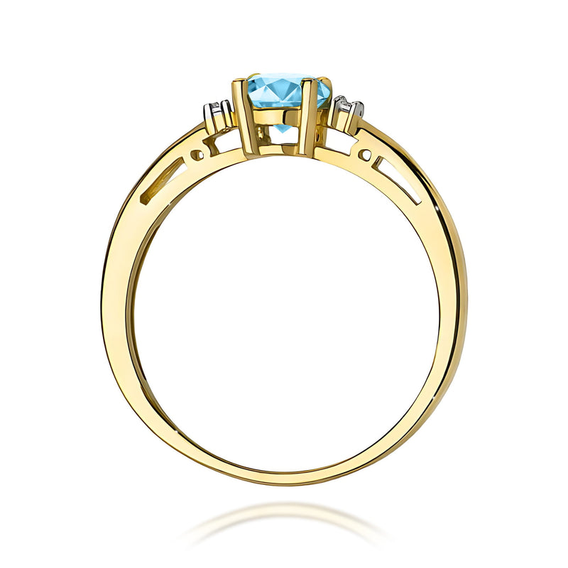 Inel Aur 9K cu Topaz Swiss 0.50 ct si Diamante Naturale 0.03 ct, imaginea 3 din 8