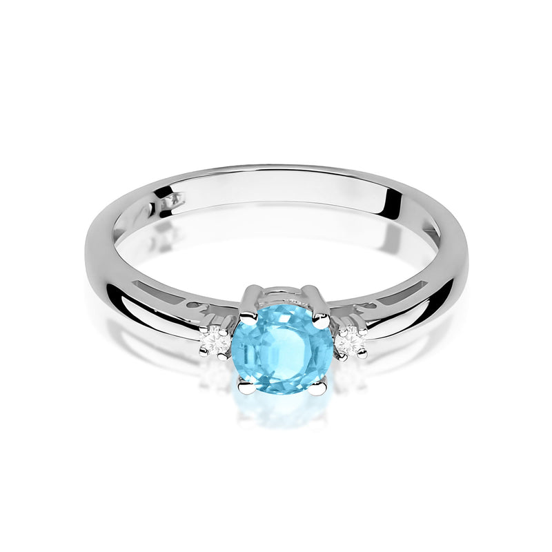 Inel Aur 9K cu Topaz Swiss 0.50 ct si Diamante Naturale 0.03 ct, imaginea 6 din 8
