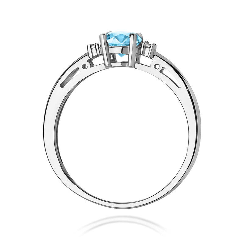 Inel Aur 9K cu Topaz Swiss 0.50 ct si Diamante Naturale 0.03 ct, imaginea 7 din 8