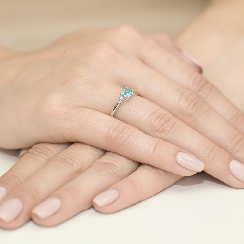 Inel Aur 9K cu Topaz Swiss 0.50 ct si Diamante Naturale 0.03 ct, imaginea 8 din 8