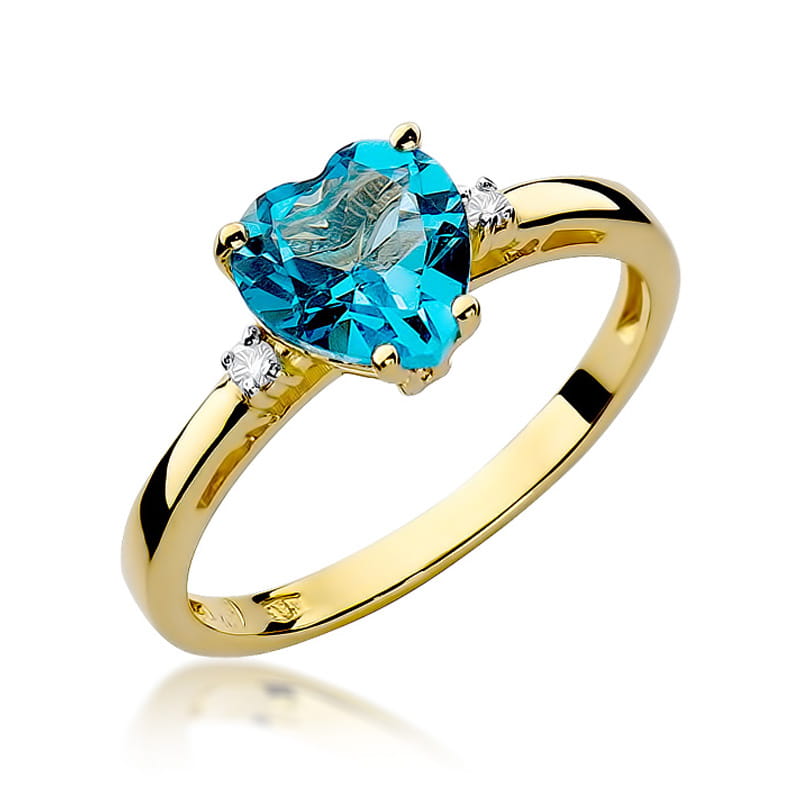 Inel Aur 9K cu Topaz Swiss 1.20 ct si Diamante Naturale 0.03 ct — Aur galben