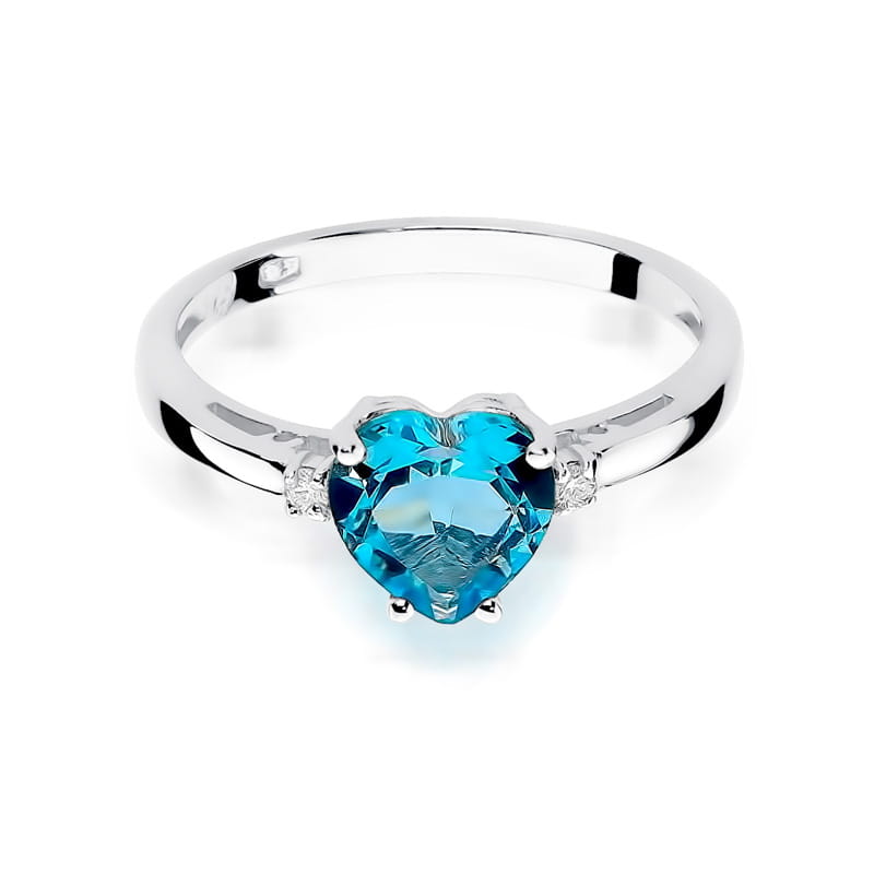 Inel Aur 9K cu Topaz Swiss 1.20 ct si Diamante Naturale 0.03 ct, imaginea 6 din 8