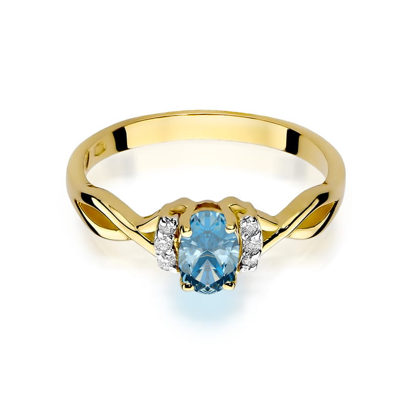 Inel Aur 9K cu Topaz Swiss 0.50 ct si Diamante Naturale 0.05 ct, imaginea 2 din 8