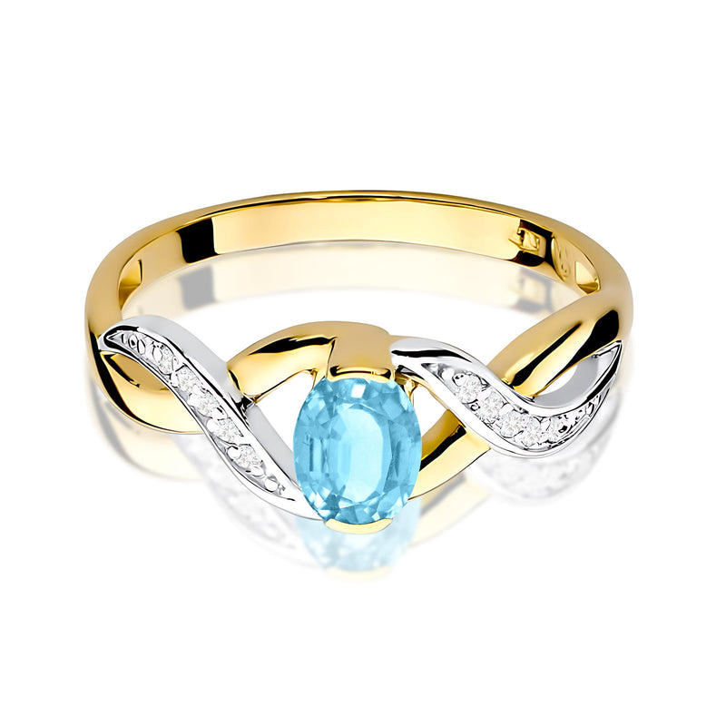Inel Aur 9K cu Topaz Swiss 0.50 ct si Diamante Naturale 0.05 ct, imaginea 2 din 8
