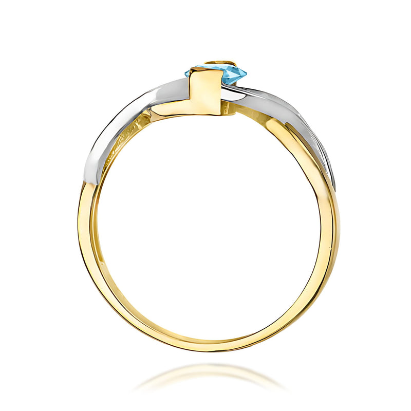 Inel Aur 9K cu Topaz Swiss 0.50 ct si Diamante Naturale 0.05 ct, imaginea 3 din 8