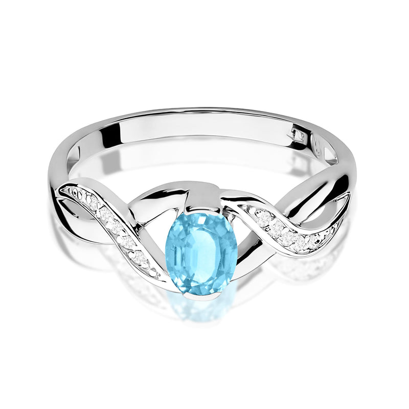 Inel Aur 9K cu Topaz Swiss 0.50 ct si Diamante Naturale 0.05 ct, imaginea 6 din 8