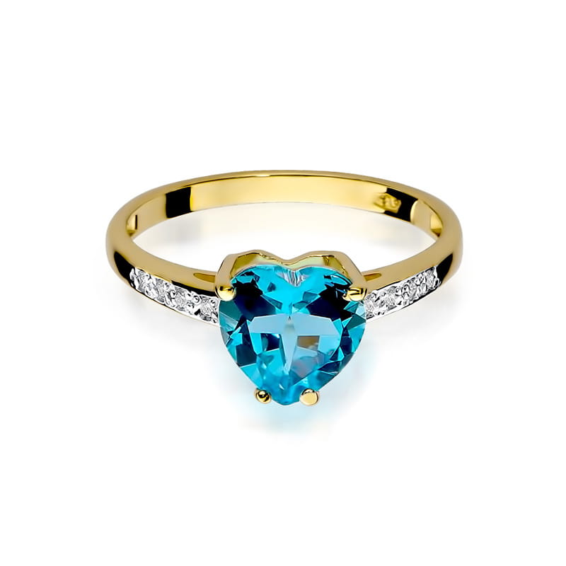 Inel Aur 9K cu Topaz Swiss 1.20 ct si Diamante Naturale 0.04 ct, imaginea 2 din 8