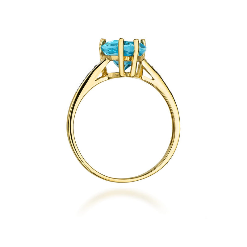 Inel Aur 9K cu Topaz Swiss 1.20 ct si Diamante Naturale 0.04 ct, imaginea 3 din 8