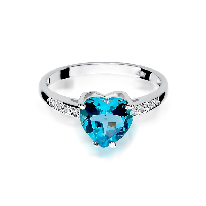 Inel Aur 9K cu Topaz Swiss 1.20 ct si Diamante Naturale 0.04 ct, imaginea 6 din 8