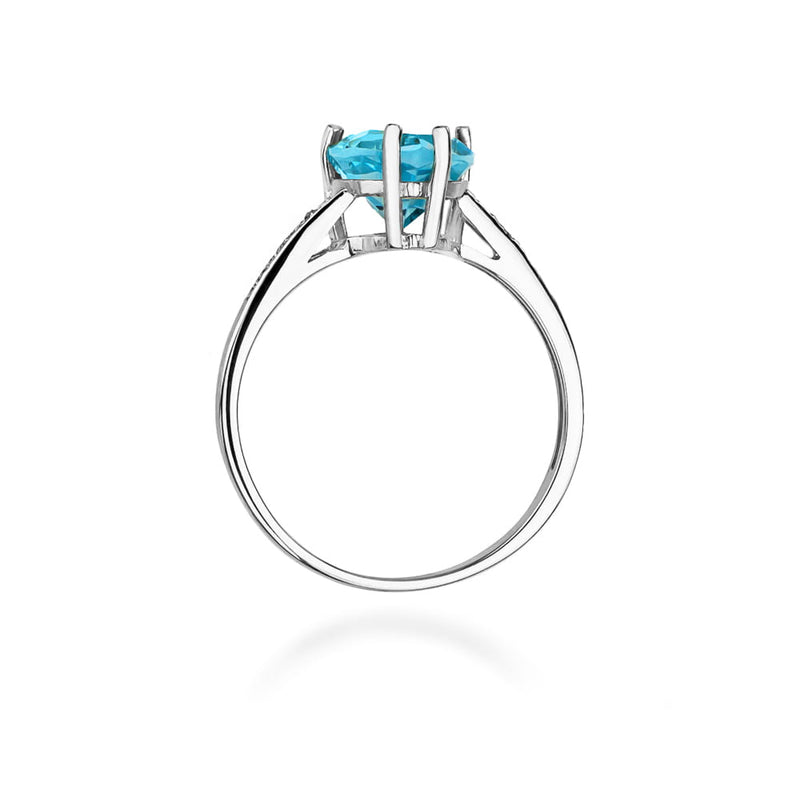 Inel Aur 9K cu Topaz Swiss 1.20 ct si Diamante Naturale 0.04 ct, imaginea 7 din 8