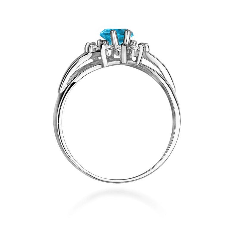 Inel Aur 9K cu Topaz Swiss 0.90 ct si Diamante Naturale 0.30 ct, imaginea 7 din 8