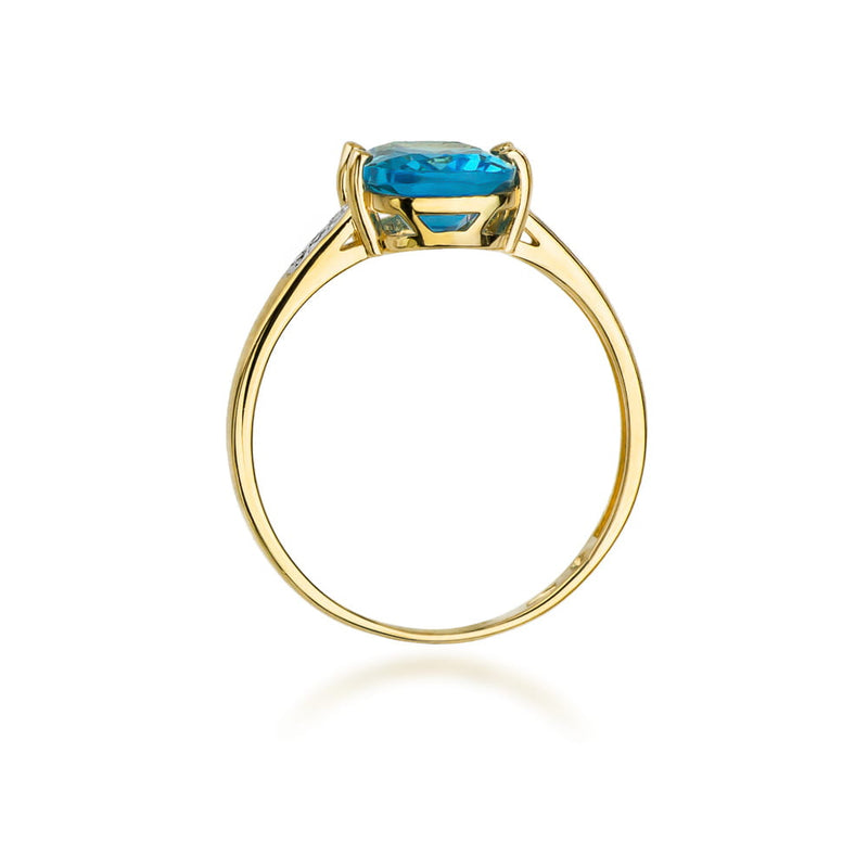 Inel Aur 9K cu Topaz Swiss 2.40 ct si Diamante Naturale 0.03 ct, imaginea 3 din 9