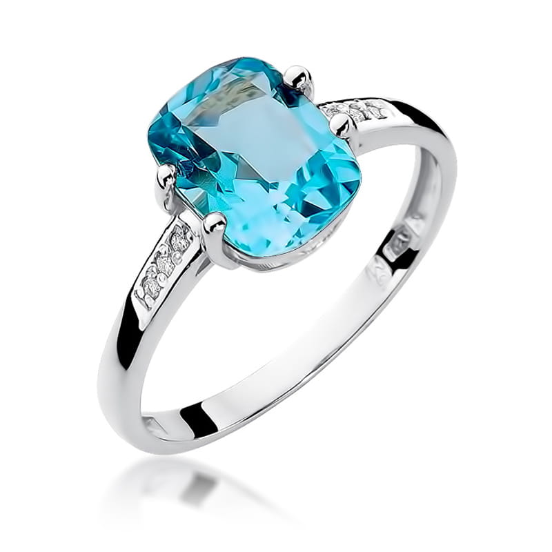 Inel Aur 9K cu Topaz Swiss 2.40 ct si Diamante Naturale 0.03 ct, imaginea 6 din 9
