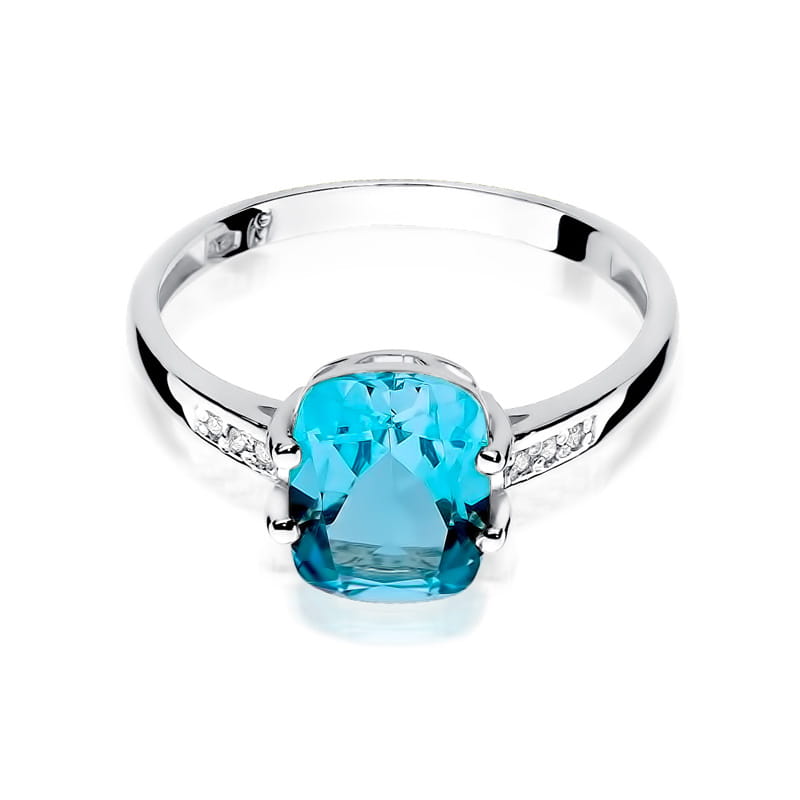 Inel Aur 9K cu Topaz Swiss 2.40 ct si Diamante Naturale 0.03 ct, imaginea 7 din 9