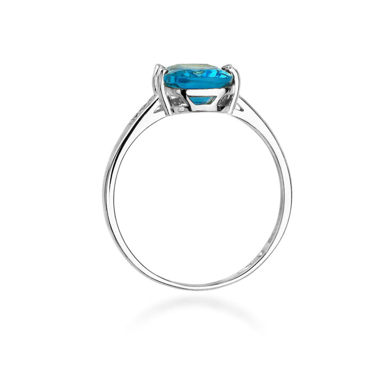 Inel Aur 9K cu Topaz Swiss 2.40 ct si Diamante Naturale 0.03 ct, imaginea 8 din 9