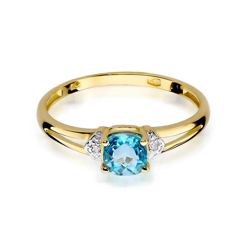 Inel Aur 9K cu Topaz Swiss 0.70 ct si Diamante Naturale 0.01 ct, imaginea 2 din 8