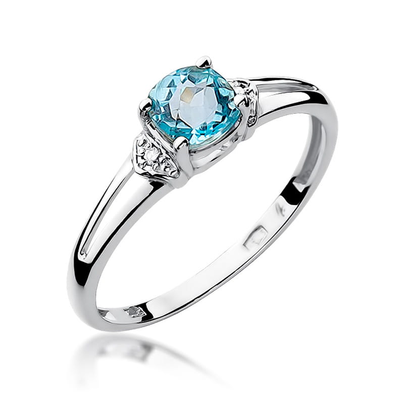 Inel Aur 9K cu Topaz Swiss 0.70 ct si Diamante Naturale 0.01 ct, imaginea 5 din 8