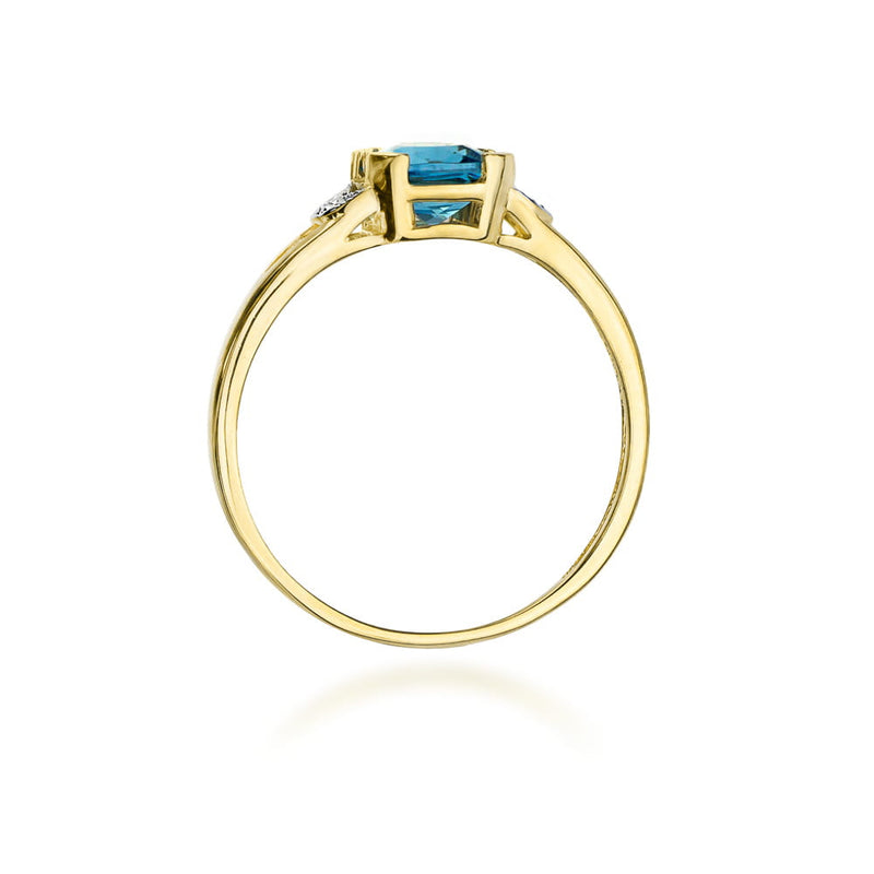 Inel Aur 9K cu Topaz Swiss 1.10 ct si Diamante Naturale 0.01 ct, imaginea 3 din 8