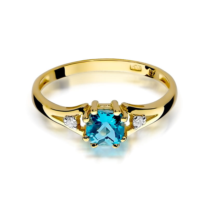 Inel Aur 9K cu Topaz Swiss 0.70 ct si Diamante Naturale 0.03 ct, imaginea 2 din 8