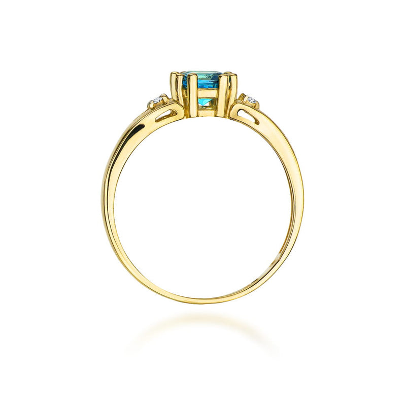 Inel Aur 9K cu Topaz Swiss 0.70 ct si Diamante Naturale 0.03 ct, imaginea 3 din 8
