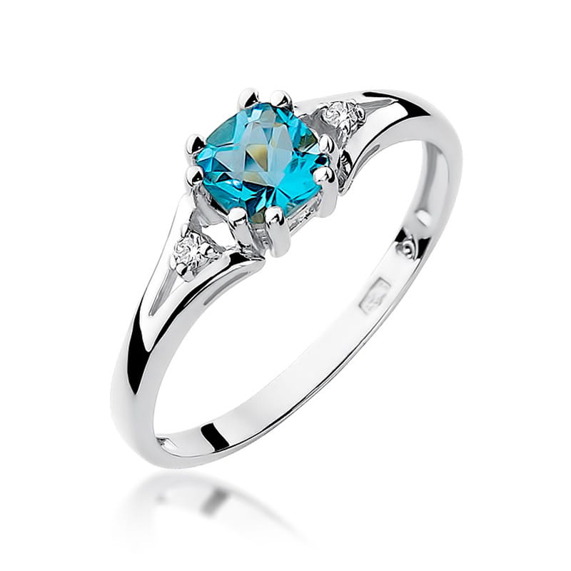 Inel Aur 9K cu Topaz Swiss 0.70 ct si Diamante Naturale 0.03 ct, imaginea 5 din 8