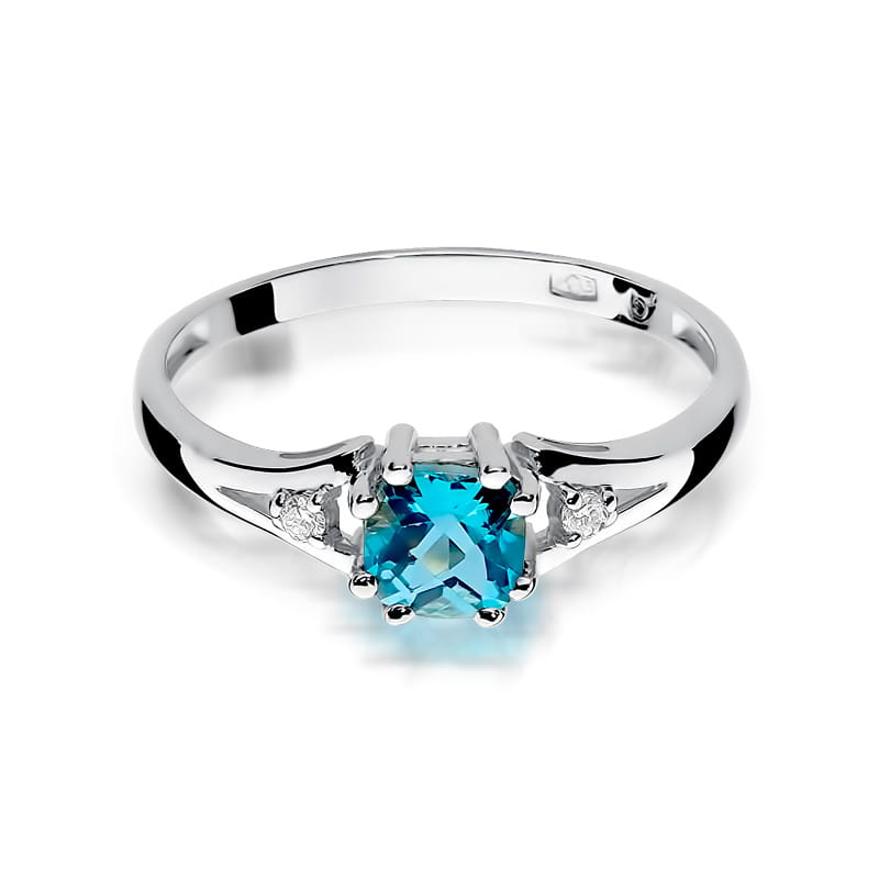 Inel Aur 9K cu Topaz Swiss 0.70 ct si Diamante Naturale 0.03 ct, imaginea 6 din 8