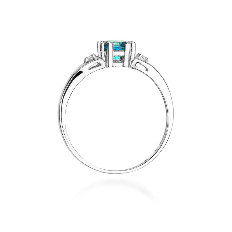 Inel Aur 9K cu Topaz Swiss 0.70 ct si Diamante Naturale 0.03 ct, imaginea 7 din 8