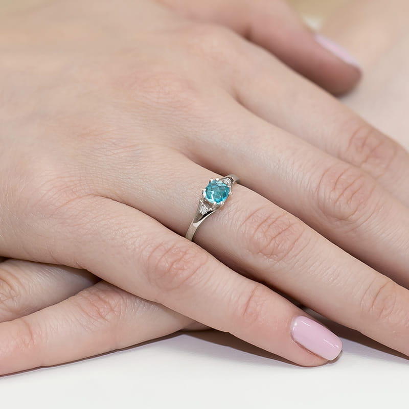 Inel Aur 9K cu Topaz Swiss 0.70 ct si Diamante Naturale 0.03 ct, imaginea 8 din 8