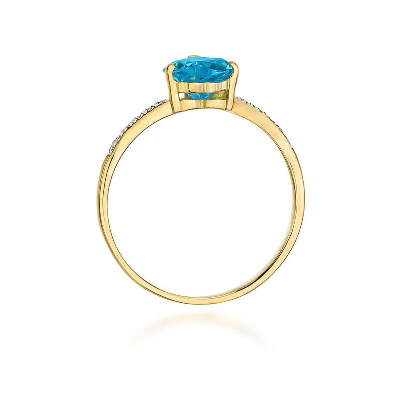 Inel Aur 9K cu Topaz Swiss 1.20 ct si Diamante Naturale 0.06 ct, imaginea 3 din 8