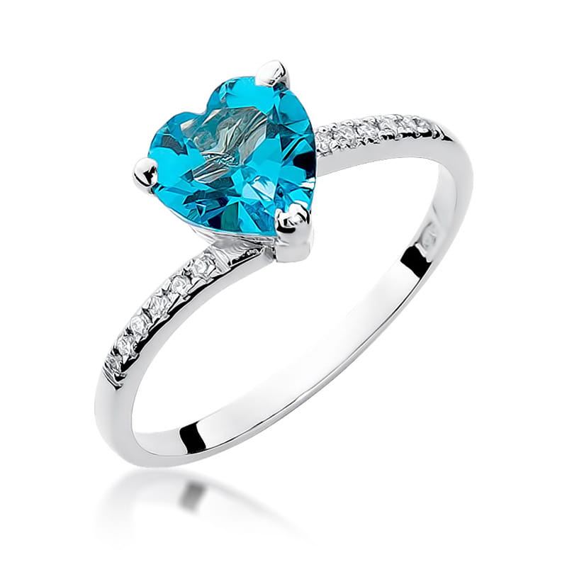 Inel Aur 9K cu Topaz Swiss 1.20 ct si Diamante Naturale 0.06 ct, imaginea 5 din 8