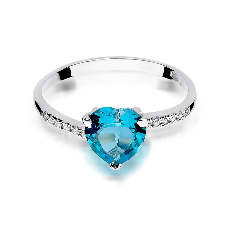 Inel Aur 9K cu Topaz Swiss 1.20 ct si Diamante Naturale 0.06 ct, imaginea 6 din 8