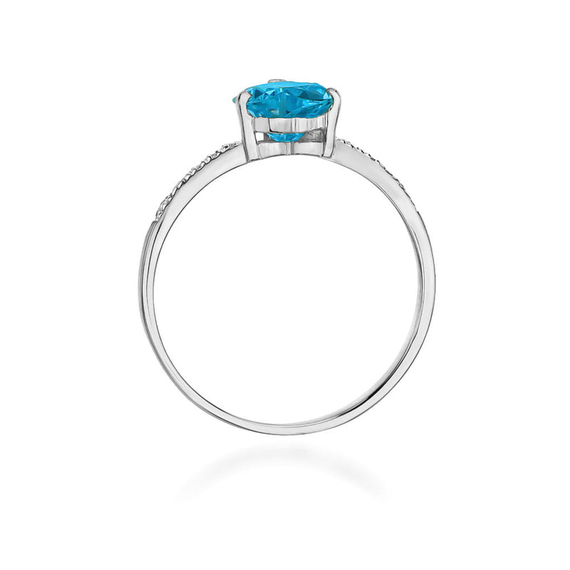 Inel Aur 9K cu Topaz Swiss 1.20 ct si Diamante Naturale 0.06 ct, imaginea 7 din 8