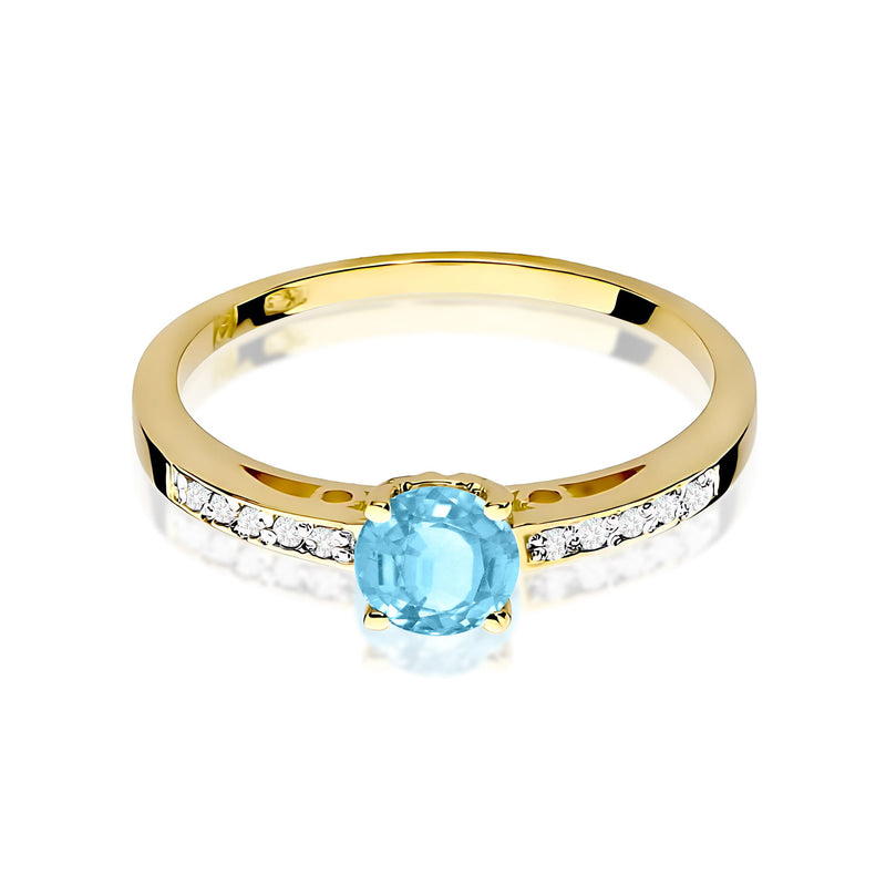 Inel Aur 9K cu Topaz Swiss 0.50 ct si Diamante Naturale 0.05 ct, imaginea 2 din 8