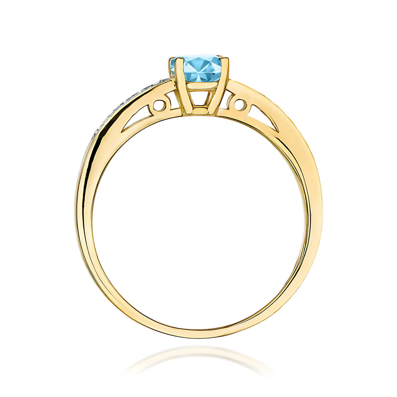 Inel Aur 9K cu Topaz Swiss 0.50 ct si Diamante Naturale 0.05 ct, imaginea 3 din 8