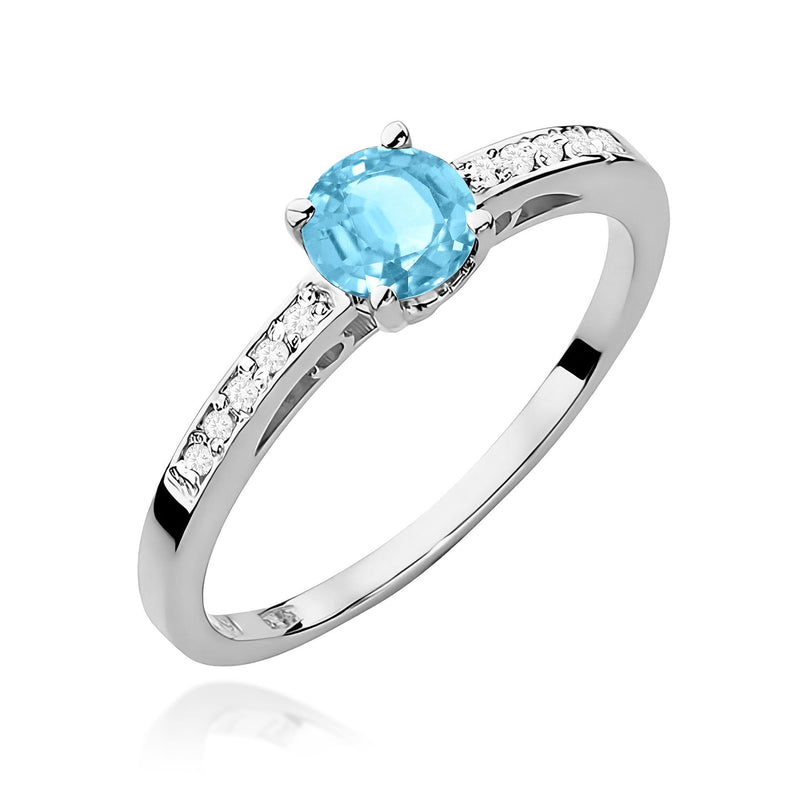 Inel Aur 9K cu Topaz Swiss 0.50 ct si Diamante Naturale 0.05 ct, imaginea 5 din 8