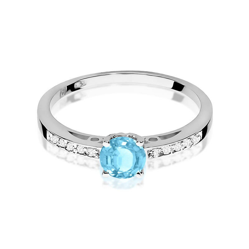 Inel Aur 9K cu Topaz Swiss 0.50 ct si Diamante Naturale 0.05 ct, imaginea 6 din 8