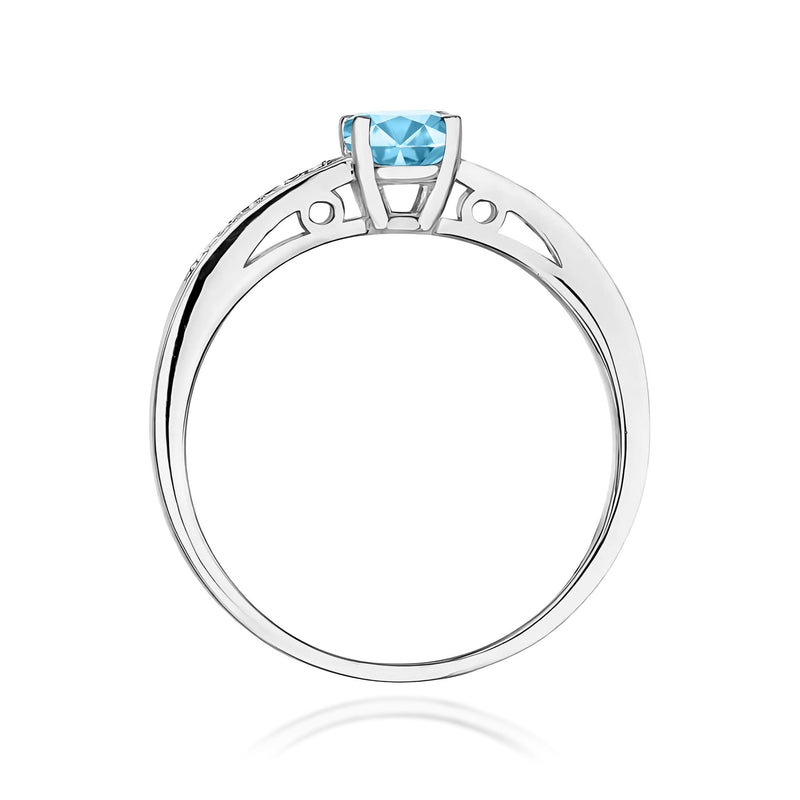 Inel Aur 9K cu Topaz Swiss 0.50 ct si Diamante Naturale 0.05 ct, imaginea 7 din 8