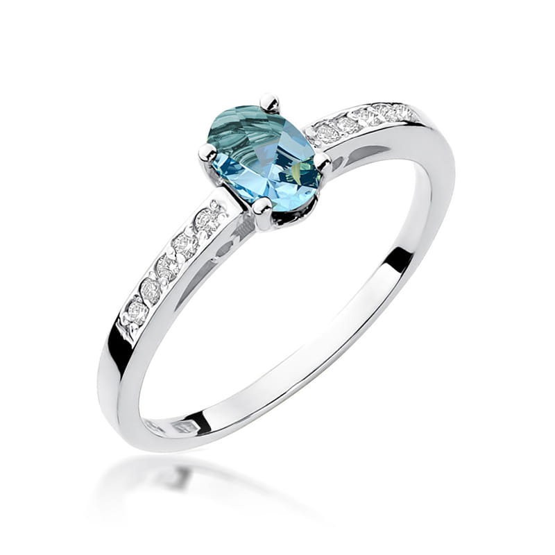 Inel Aur 9K cu Topaz Swiss 0.50 ct si Diamante Naturale 0.05 ct, imaginea 4 din 6