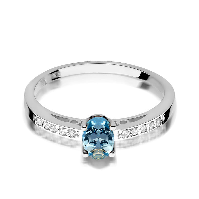 Inel Aur 9K cu Topaz Swiss 0.50 ct si Diamante Naturale 0.05 ct, imaginea 5 din 6