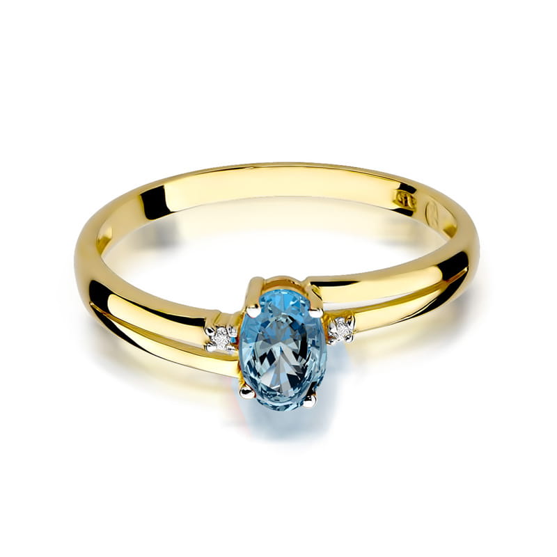 Inel Aur 9K cu Topaz Swiss 0.50 ct si Diamante Naturale 0.03 ct, imaginea 2 din 8