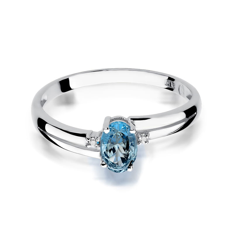 Inel Aur 9K cu Topaz Swiss 0.50 ct si Diamante Naturale 0.03 ct, imaginea 6 din 8