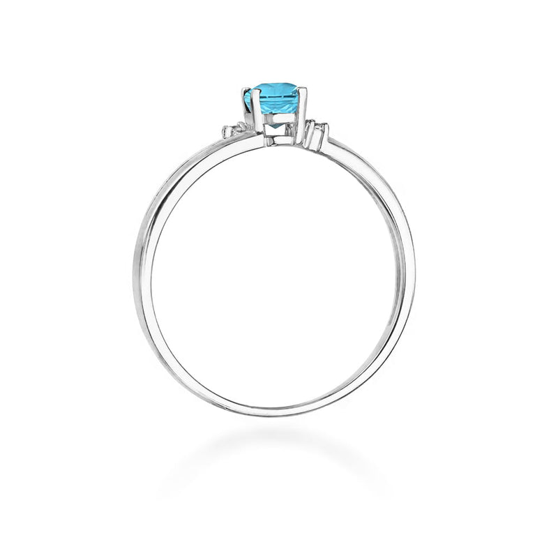 Inel Aur 9K cu Topaz Swiss 0.50 ct si Diamante Naturale 0.03 ct, imaginea 7 din 8