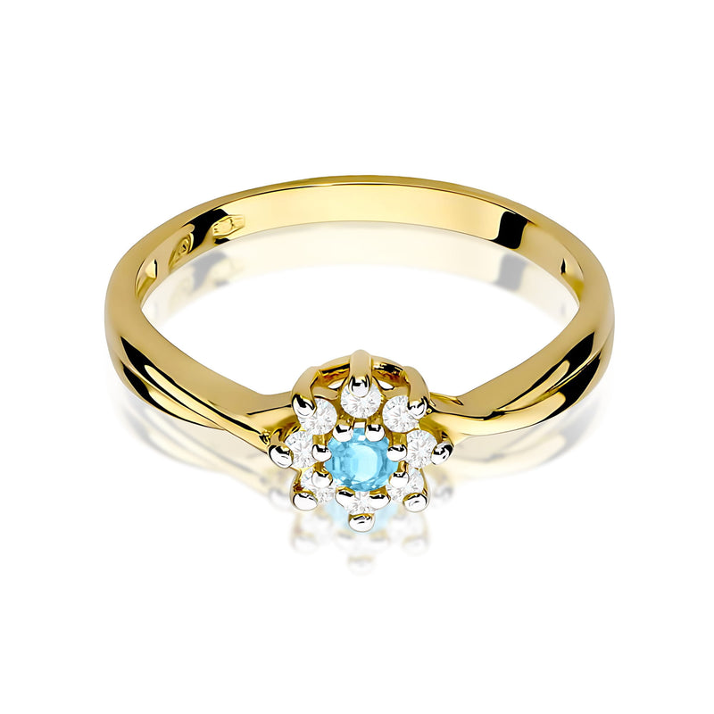 Inel Aur 9K cu Topaz Swiss 0.15 ct si Diamante Naturale 0.12 ct, imaginea 2 din 8