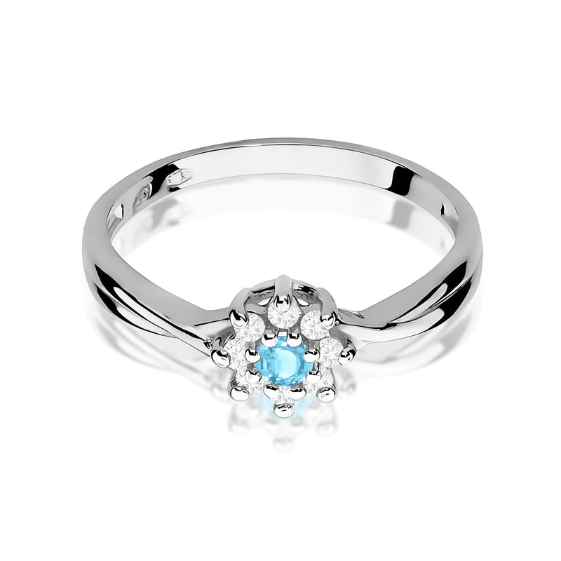 Inel Aur 9K cu Topaz Swiss 0.15 ct si Diamante Naturale 0.12 ct, imaginea 6 din 8