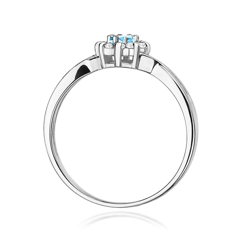 Inel Aur 9K cu Topaz Swiss 0.15 ct si Diamante Naturale 0.12 ct, imaginea 7 din 8