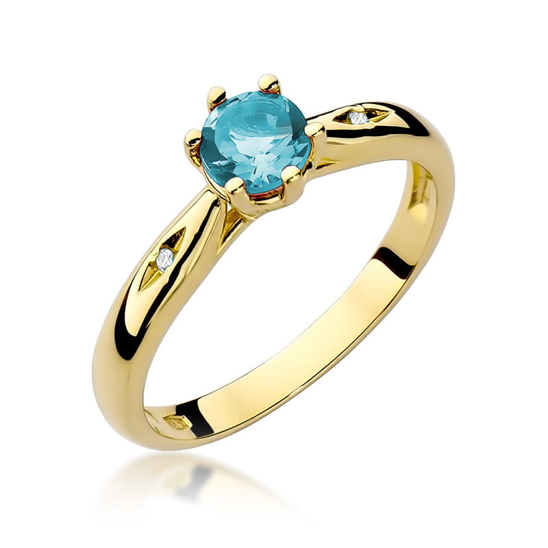 Inel Aur 9K cu Topaz Swiss 0.50 ct si Diamante Naturale 0.01 ct — Aur galben