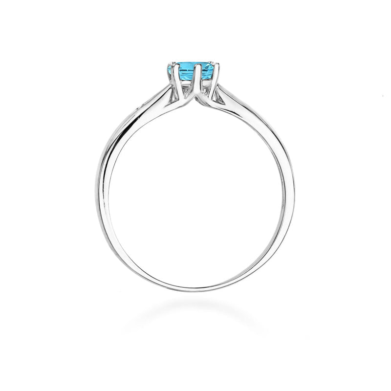 Inel Aur 9K cu Topaz Swiss 0.50 ct si Diamante Naturale 0.01 ct, imaginea 7 din 8