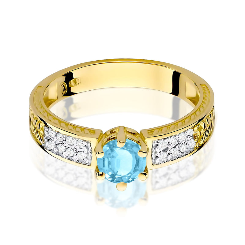 Inel Aur 9K cu Topaz Swiss 0.50 ct si Diamante Naturale 0.08 ct, imaginea 2 din 8