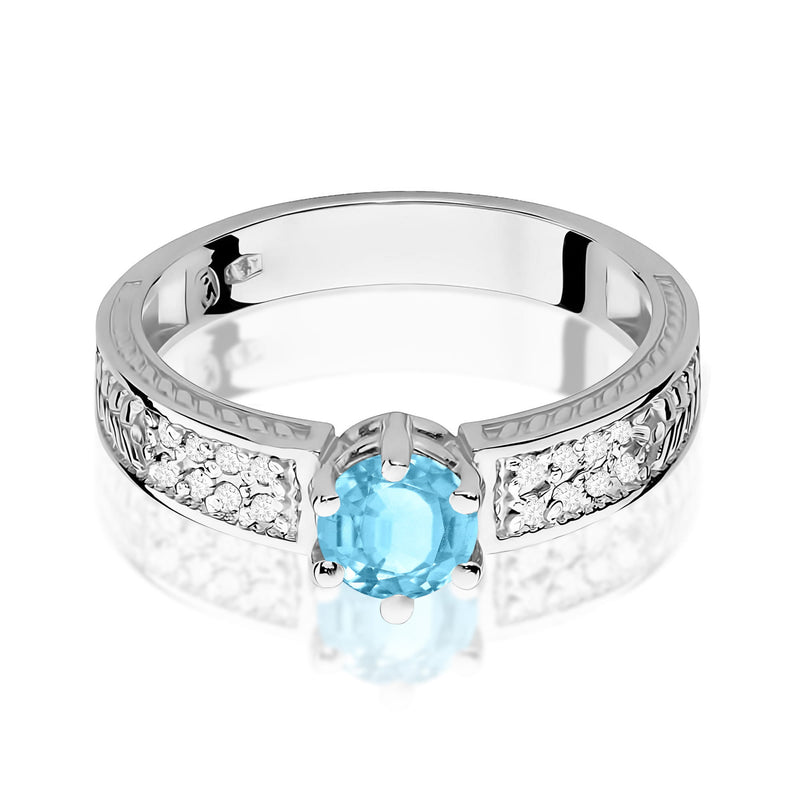 Inel Aur 9K cu Topaz Swiss 0.50 ct si Diamante Naturale 0.08 ct, imaginea 6 din 8